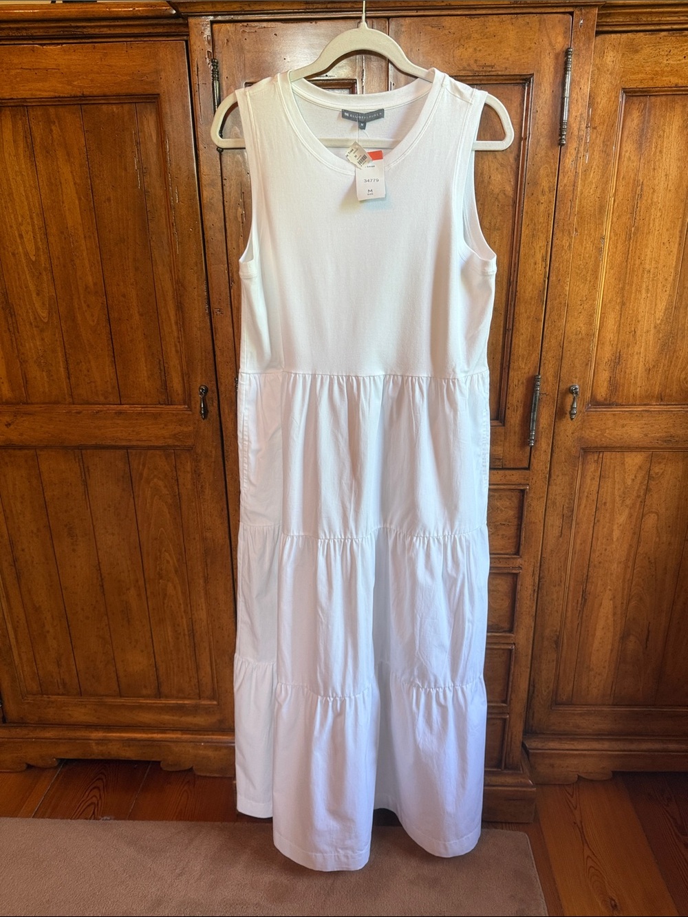 Elliott Lauren White Sleeveless Tiered Maxi Dress